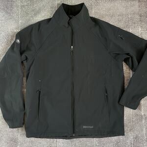 Men's Marmot Dark Gray Black Fleece Lined Soft Shell Full Zip Up Jacket Sz 2XL